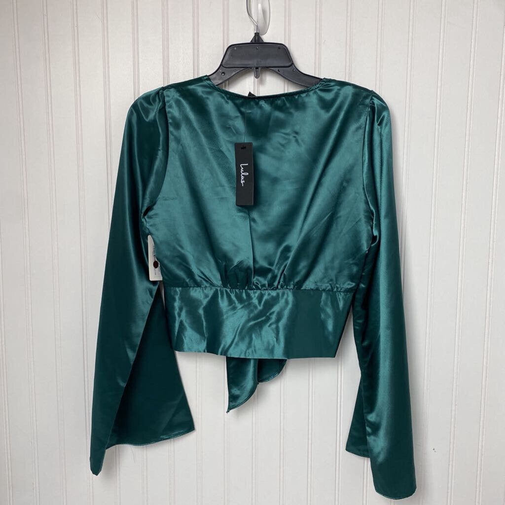 SATIN WIDE SLEEVED TIED WAIST