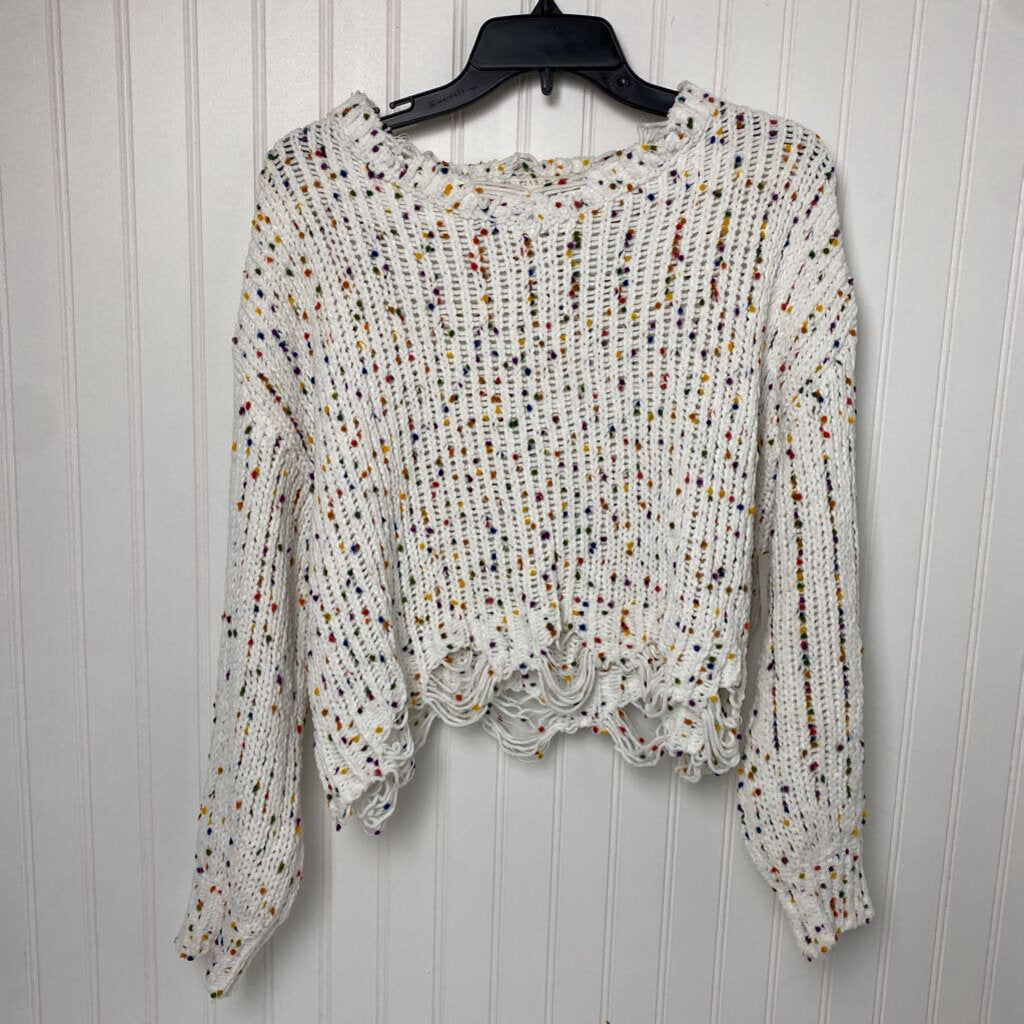 LOOSE KNIT FRAYED HEM SWEATER