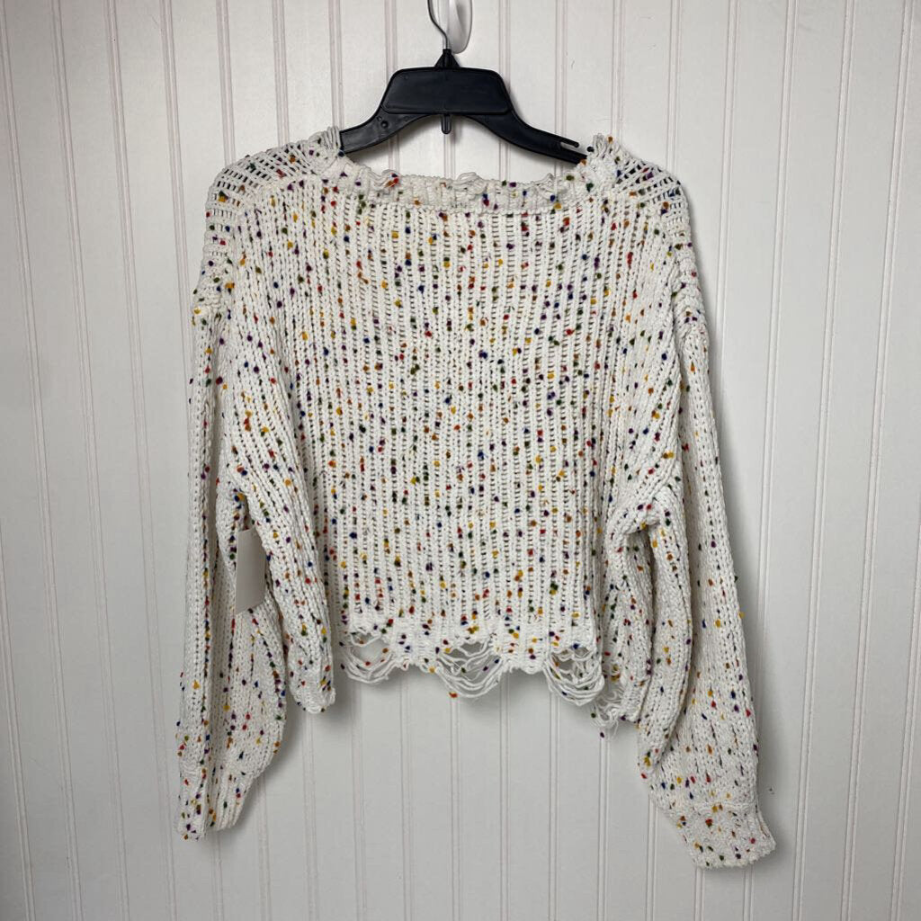 LOOSE KNIT FRAYED HEM SWEATER