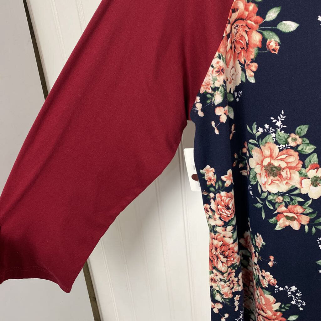 LONG SLEEVE FLORAL PRINT KNIT TOP