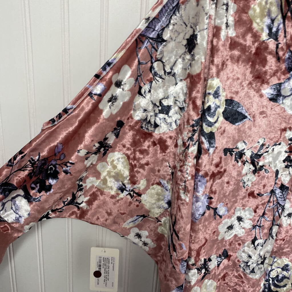 LONG SLEEVE COLD SHOULDER PRINTED TOP