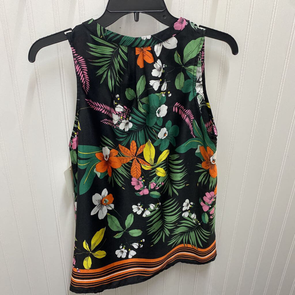 SLEEVELESS FLORAL PRINT BLOUSE