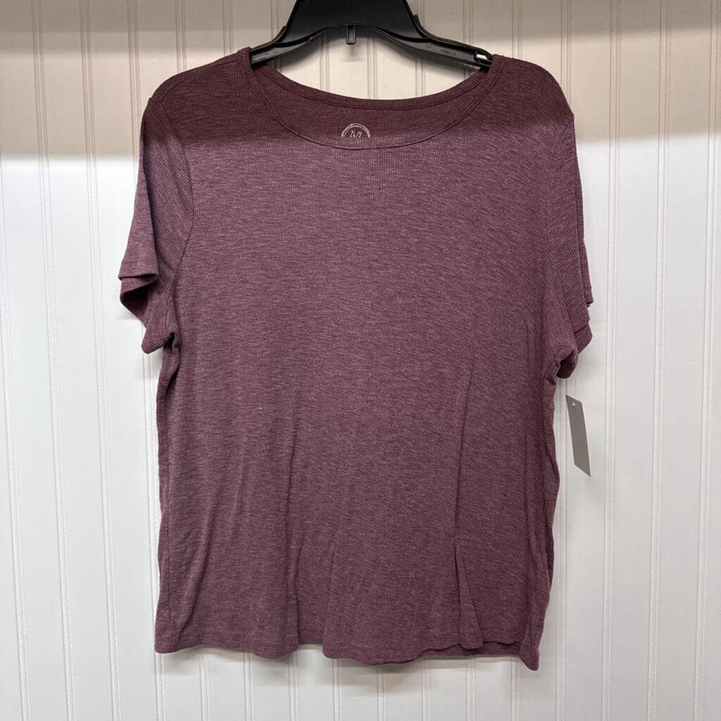 SHORT SLEEVE RIBBED KNIT TOP