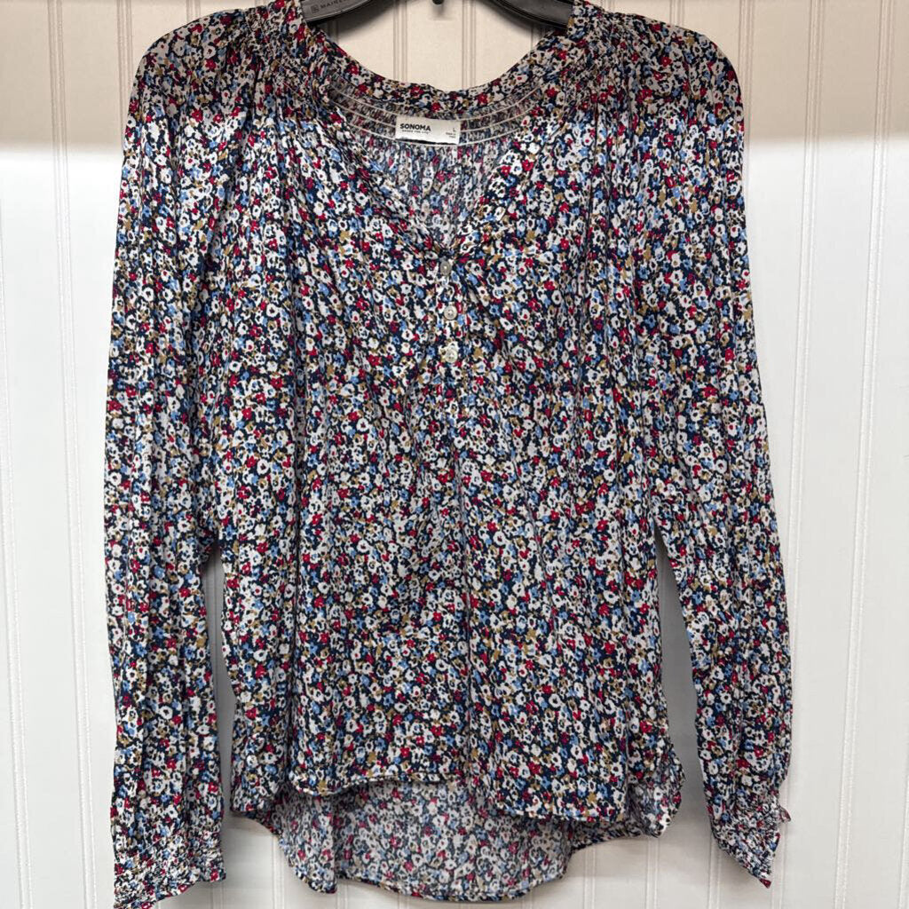 LONG SLEEVE FLORAL PRINT TOP
