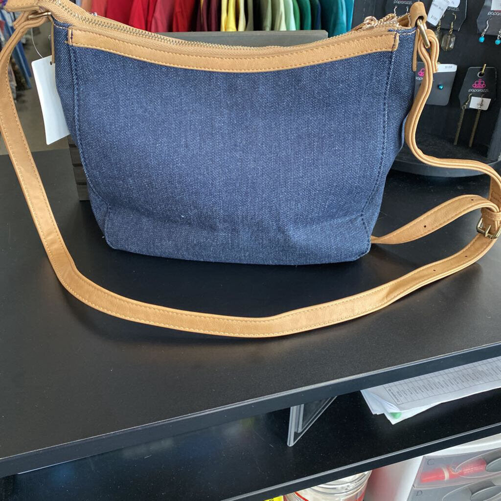 EMBROIDERED DENIM HANDBAG