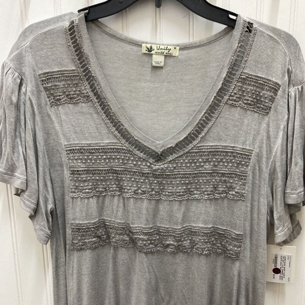 LACE TRIMMED SHORT SLEEVE