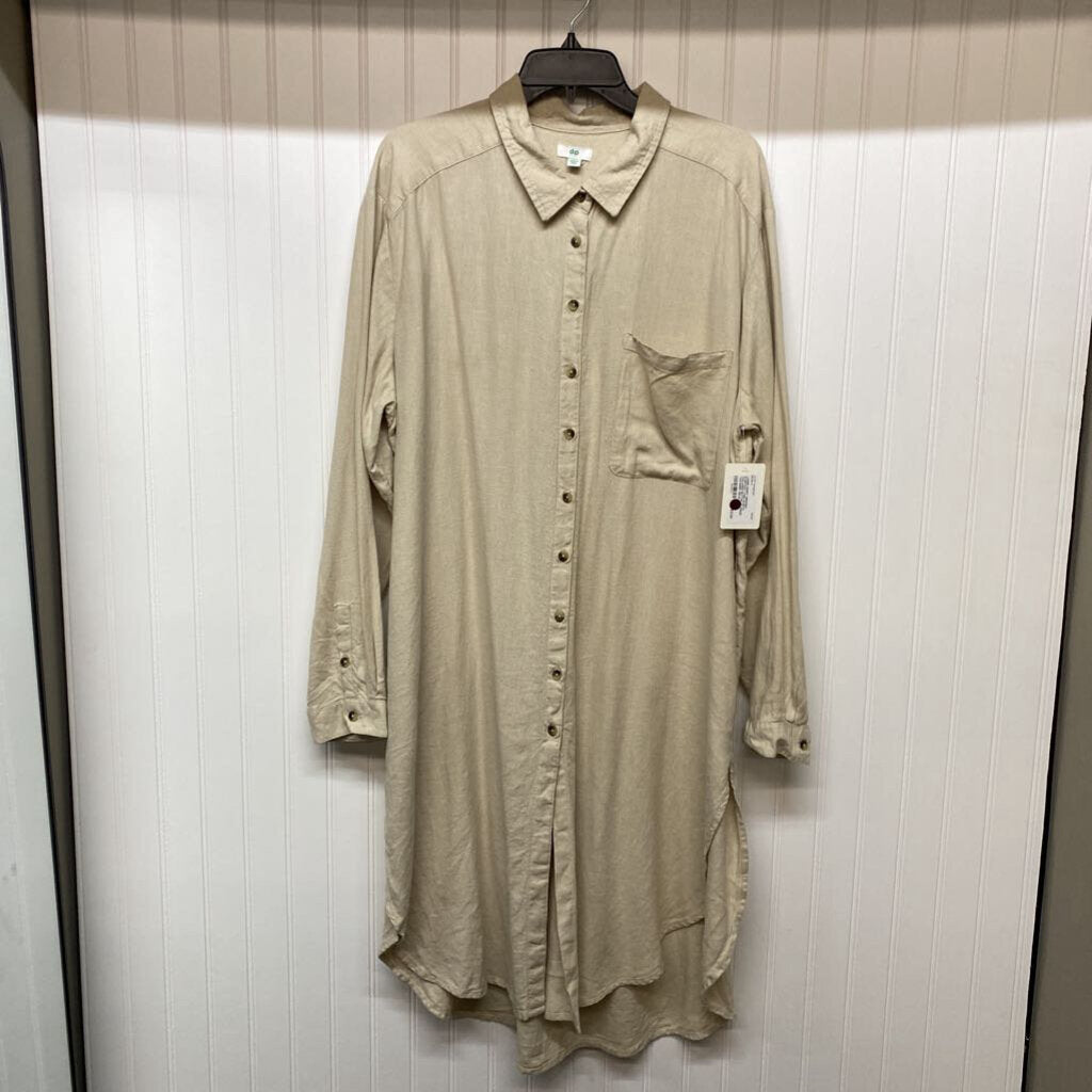 LONG SLEEVE COLLARED BUTTON UP DRESS