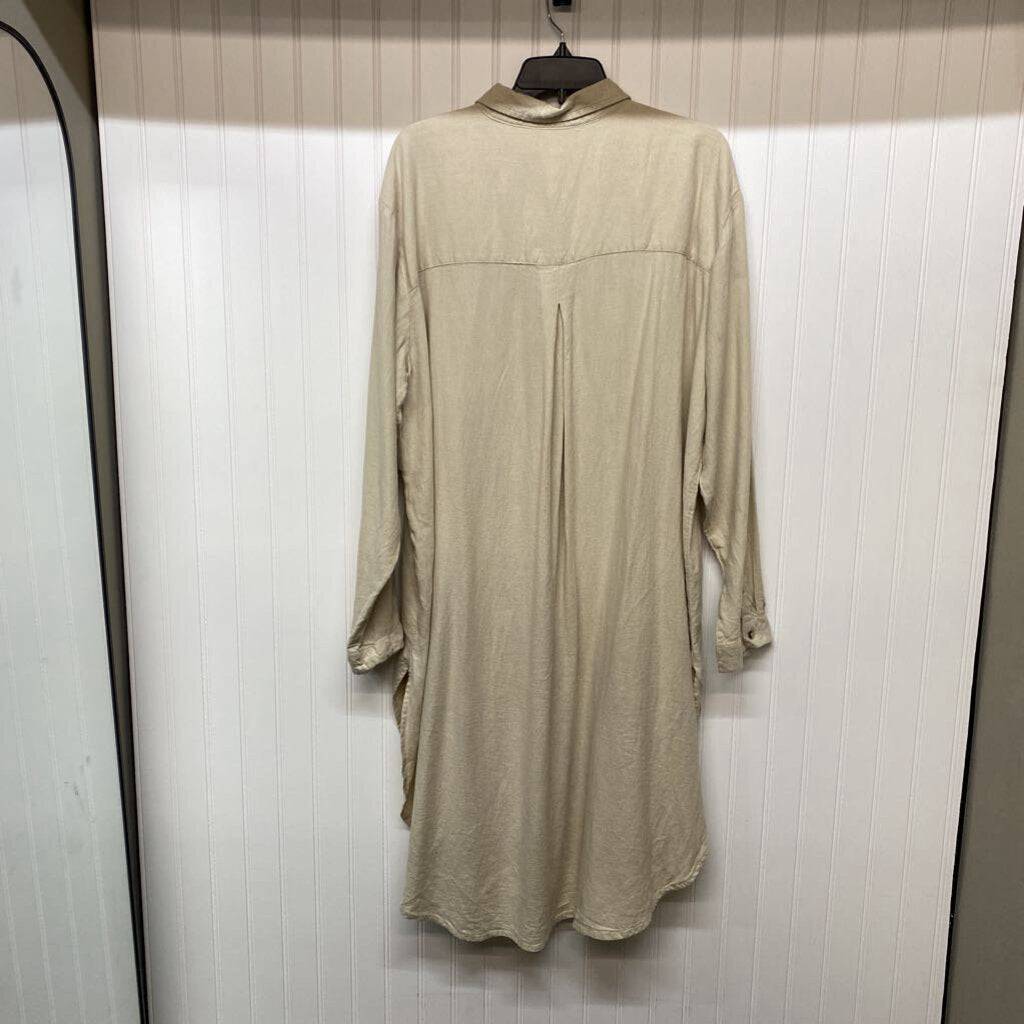 LONG SLEEVE COLLARED BUTTON UP DRESS