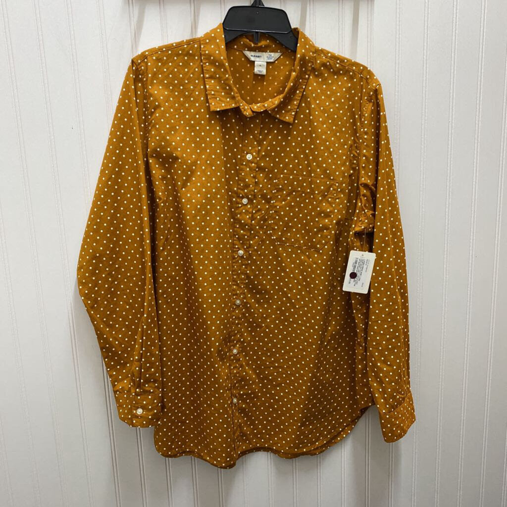 POLKA DOT COLLARED LONG SLEEVE BUTTON UP