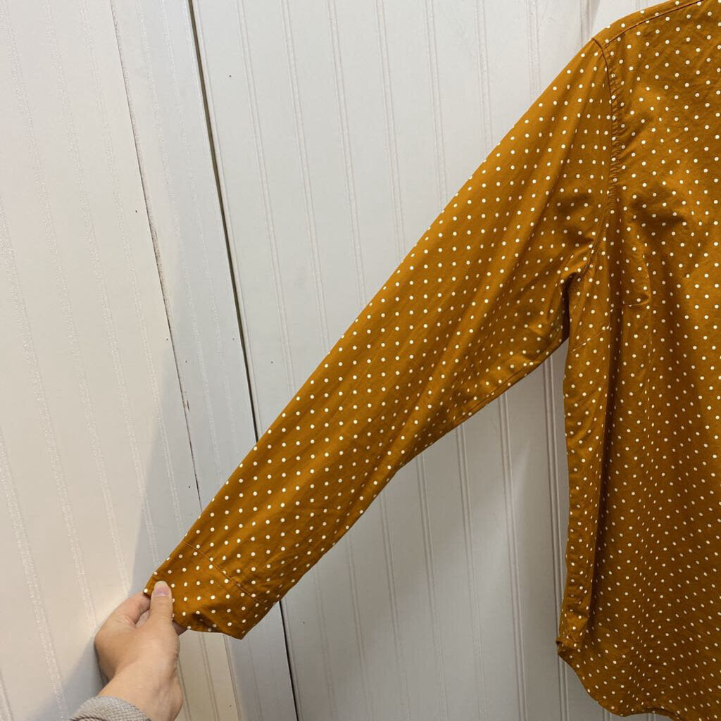 POLKA DOT COLLARED LONG SLEEVE BUTTON UP