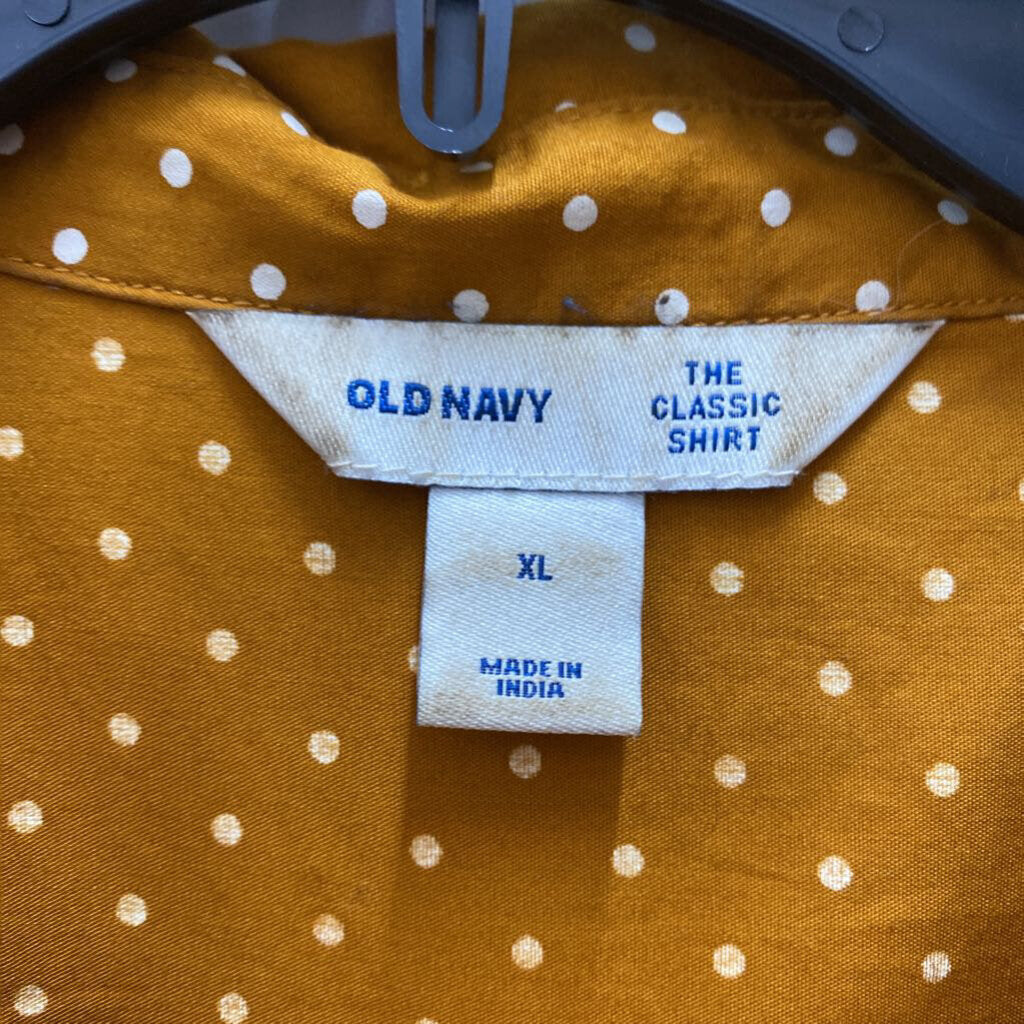 POLKA DOT COLLARED LONG SLEEVE BUTTON UP