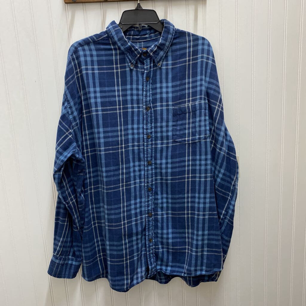 COLLARED PLAID LONG SLEEVE FLANNEL SHIRT