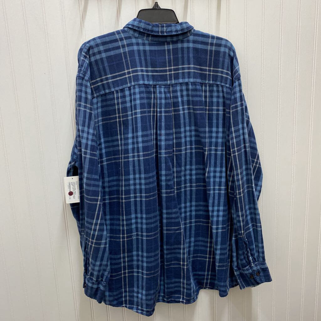 COLLARED PLAID LONG SLEEVE FLANNEL SHIRT