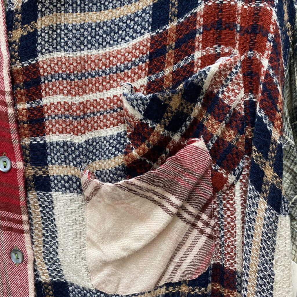 COLLARED PLAID LONG SLEEVE FRAYED FLANNEL