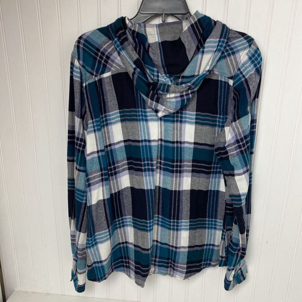 LONG SLEEVE HOODED FLANNEL SHIRT