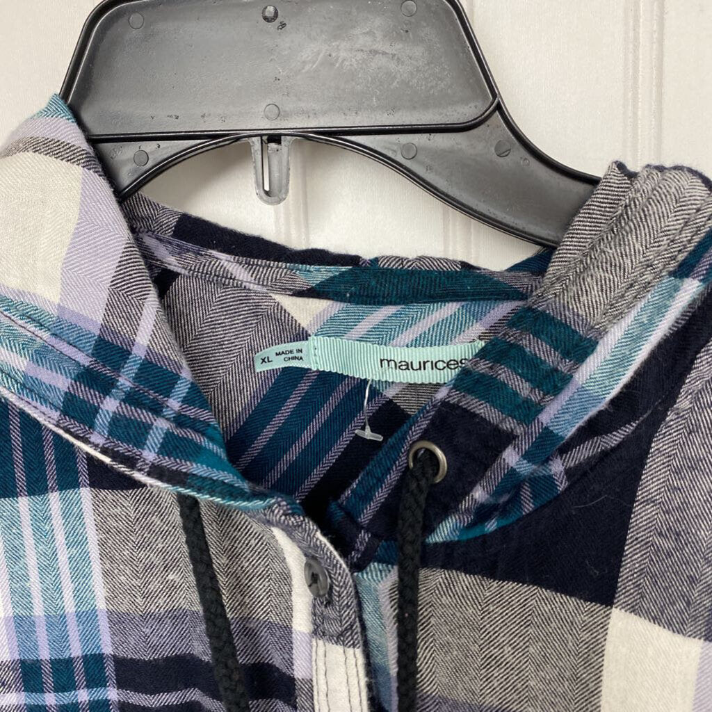 LONG SLEEVE HOODED FLANNEL SHIRT