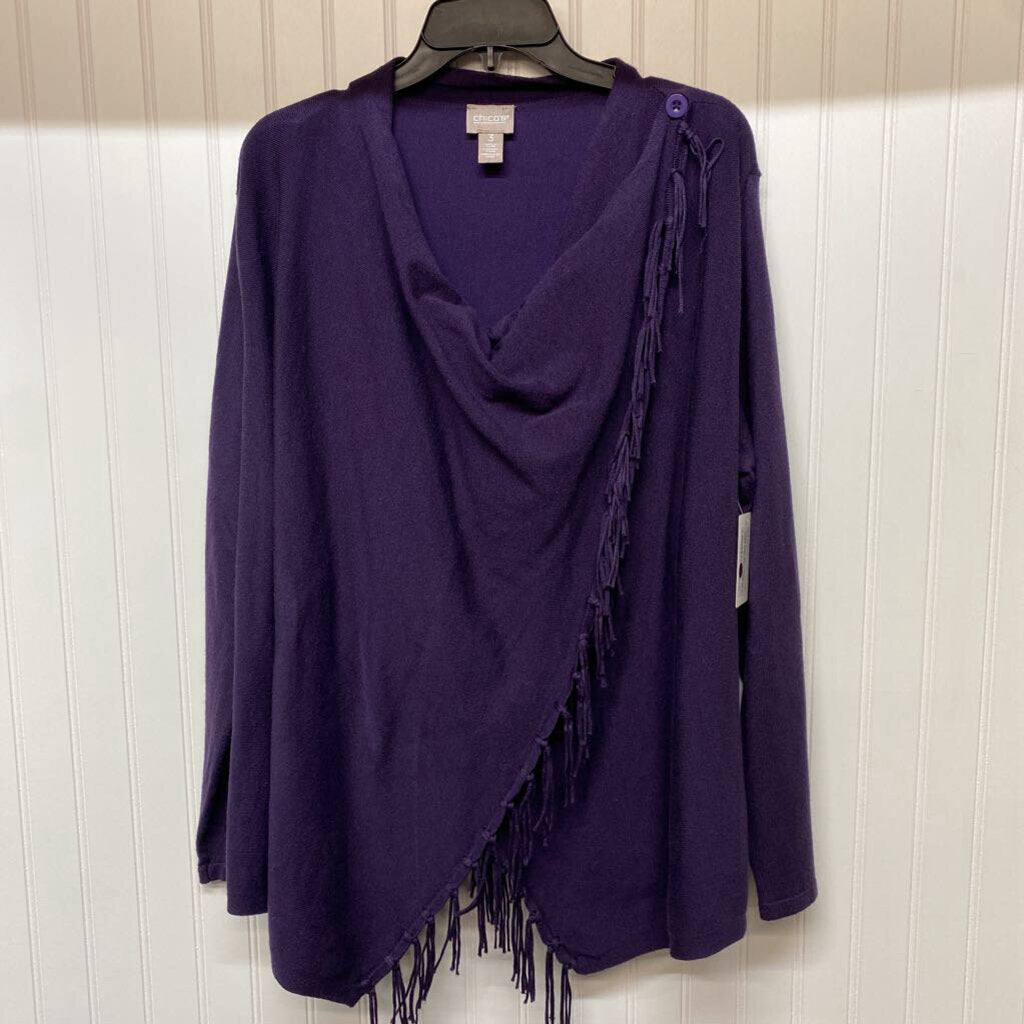 *WRAP SWEATER WITH FRINGE PURPLE