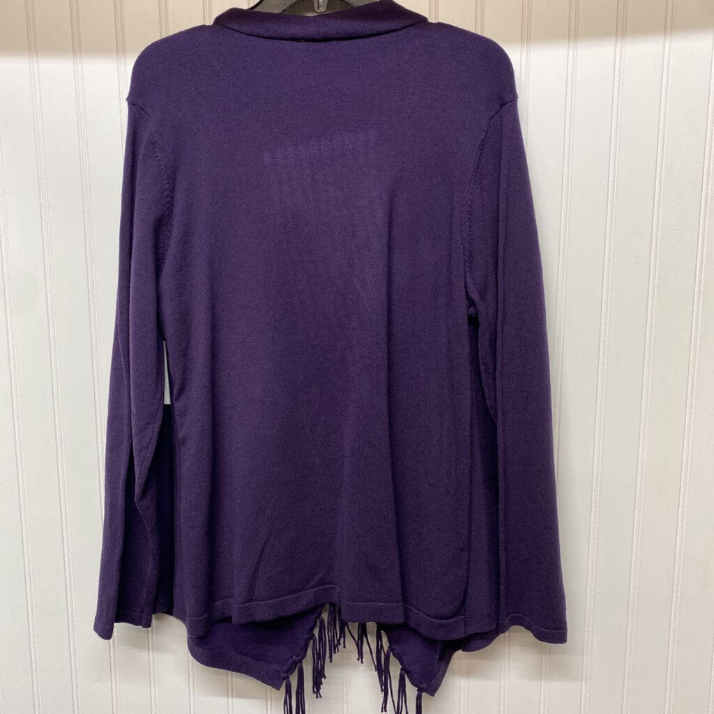 *WRAP SWEATER WITH FRINGE PURPLE