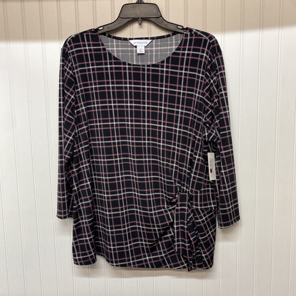 PLAID LONG SLEEVE TOP