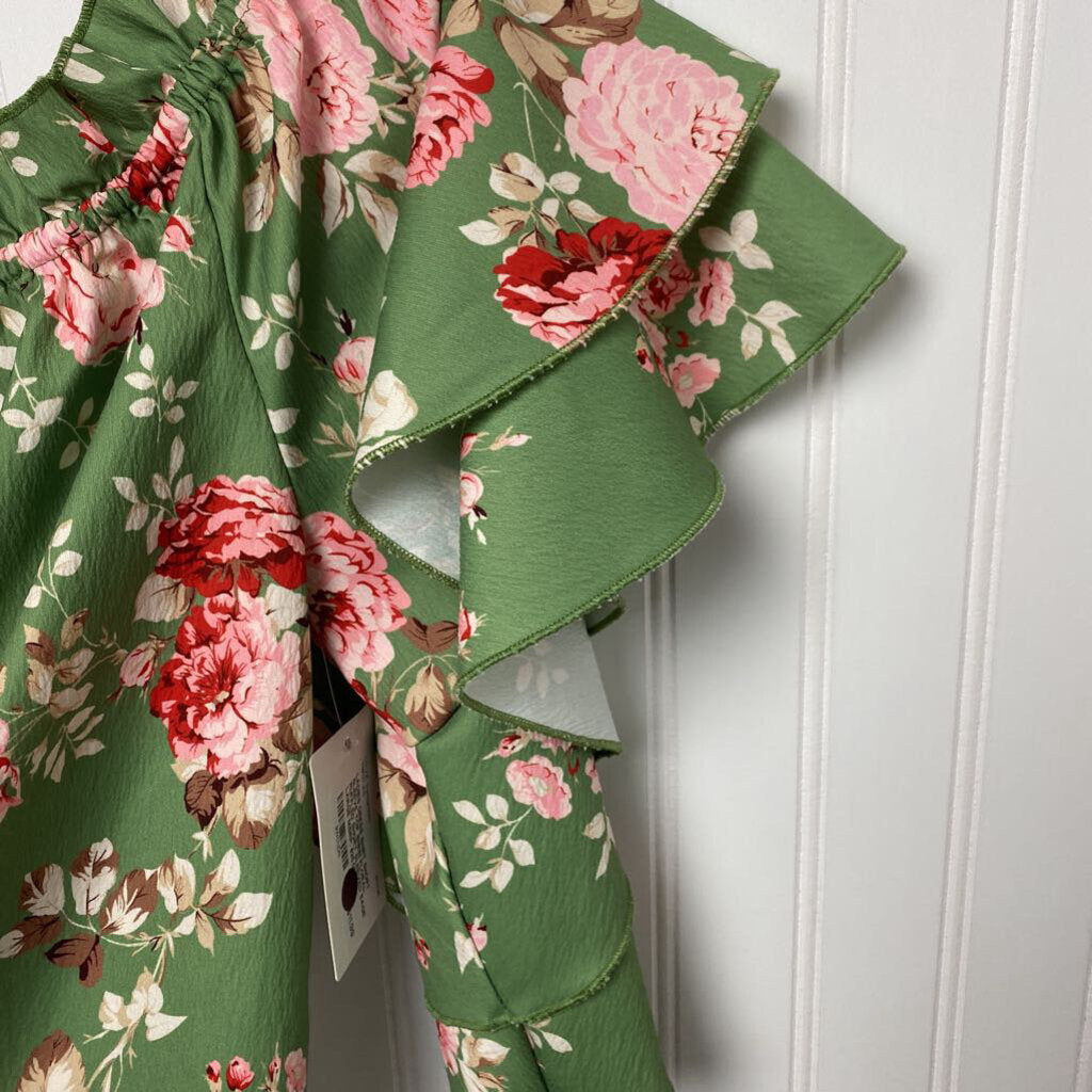 FLORAL RUFFLED SHORT SLEEVED