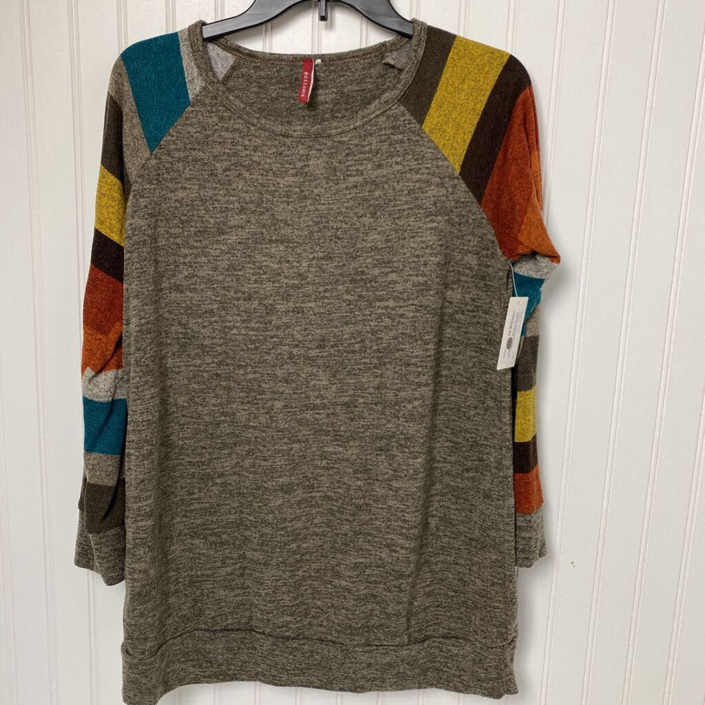 LONG STRIPED SLEEVE THIN SWEATER