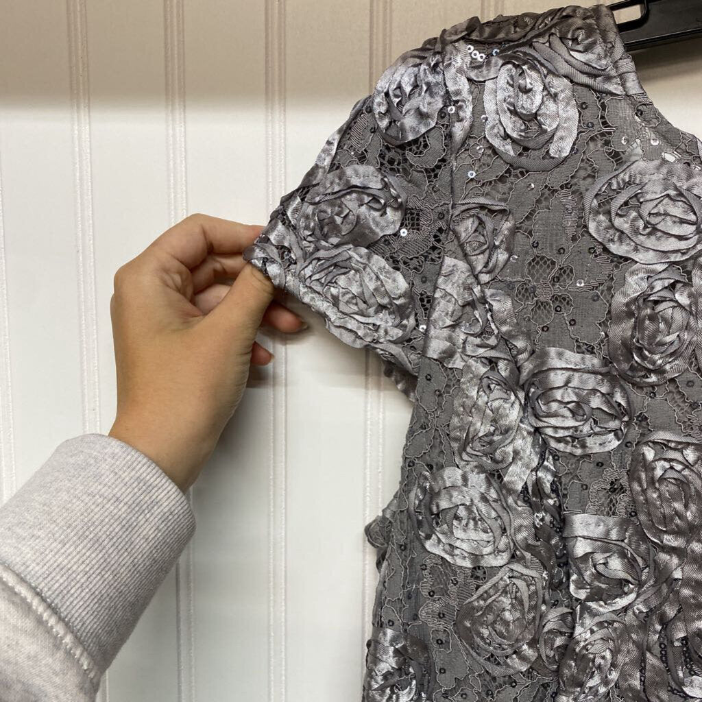 SHORT SLEEVE LACE AND SEQUIN DRESS