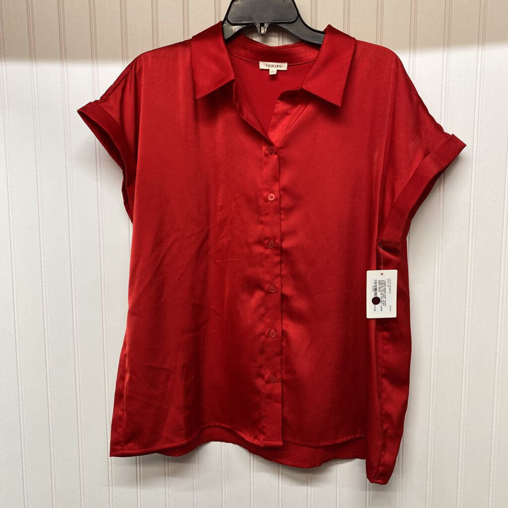 SHORT SLEEVED SATIN TOP