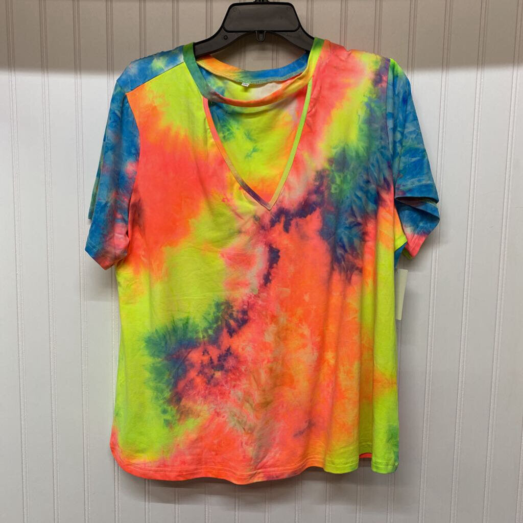 V NECK TYE DIED SHORT SLEEVED