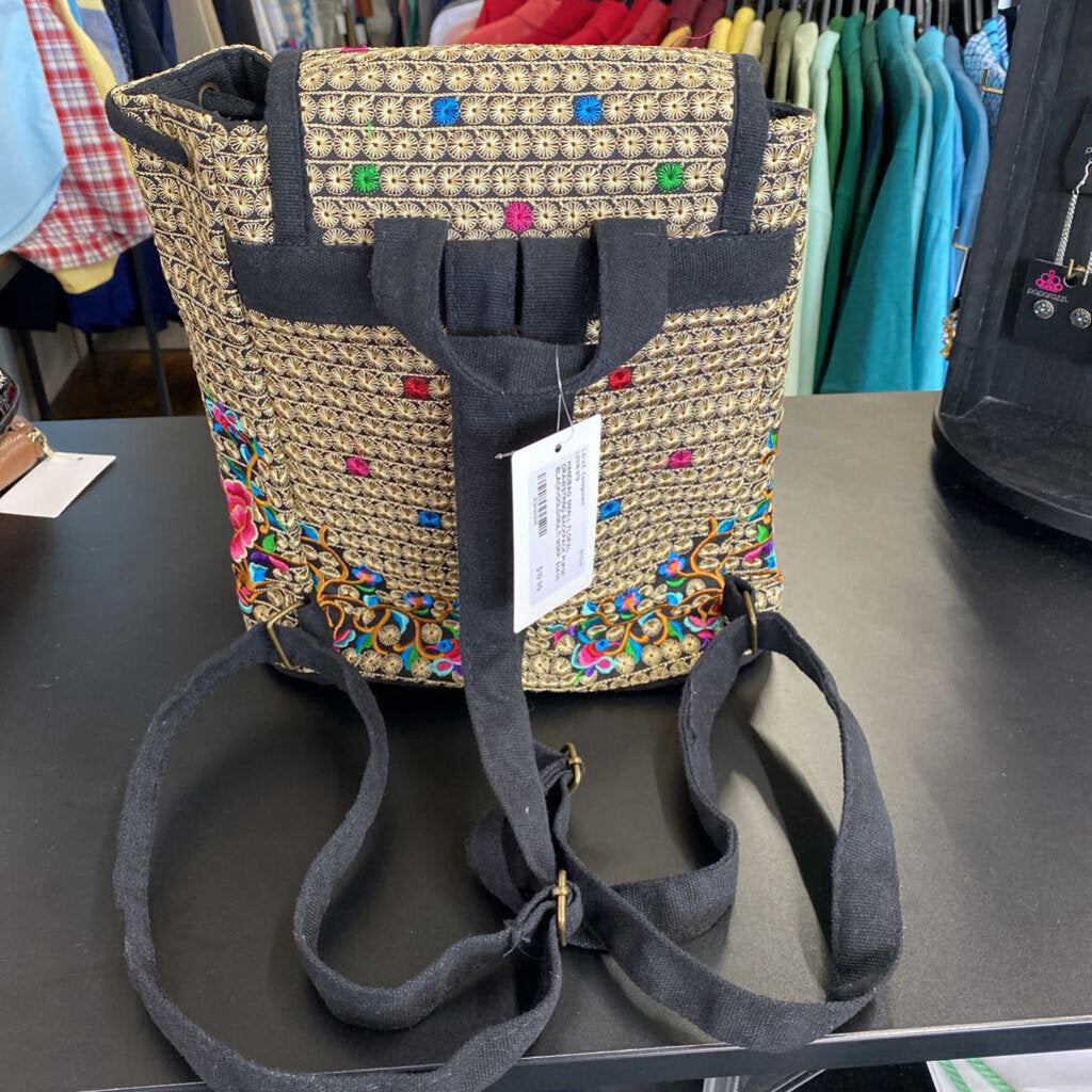 SMALL FLORAL DRAWSTRING BACKPACK PURSE
