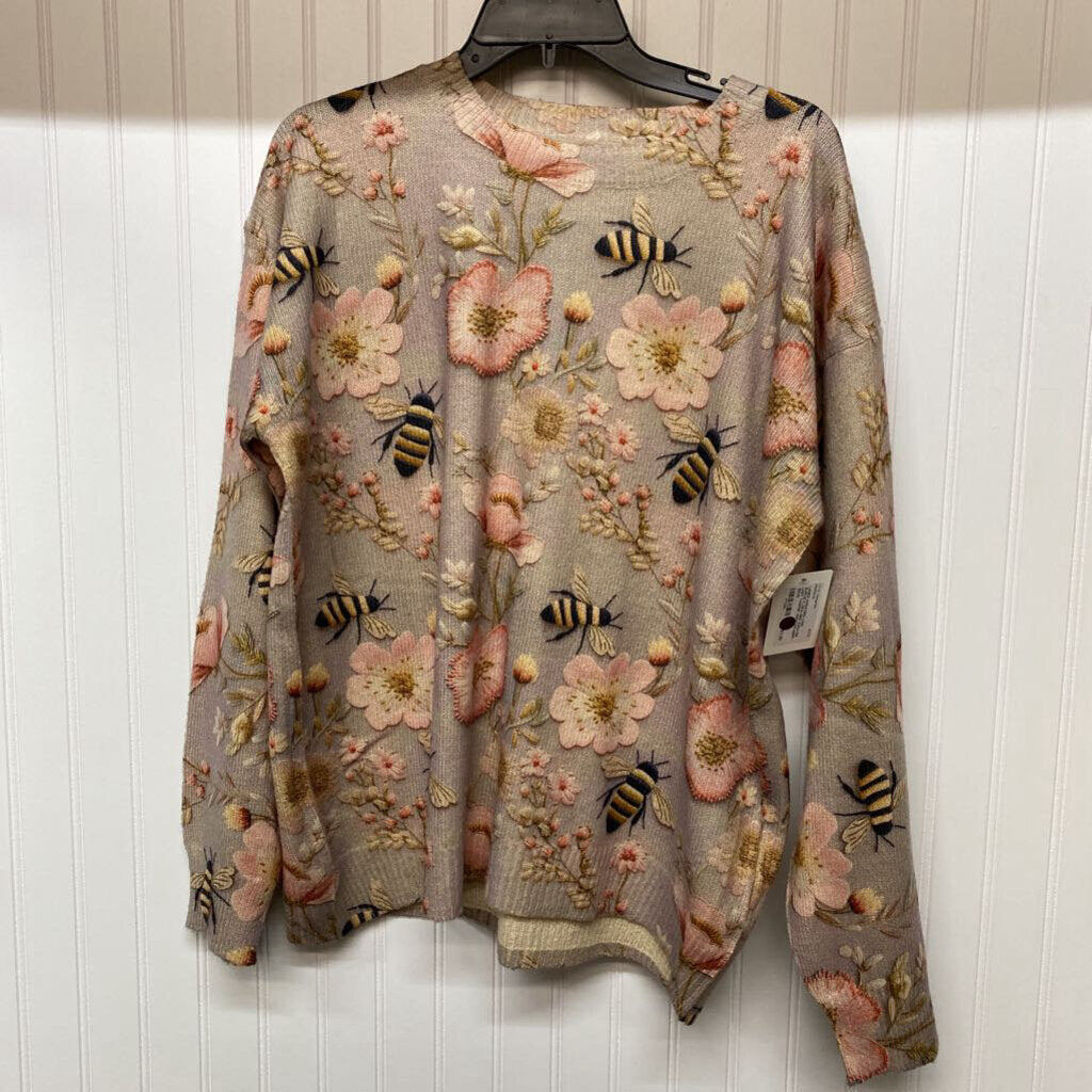 LONG SLEEVE FLORAL/BEE SWEATER