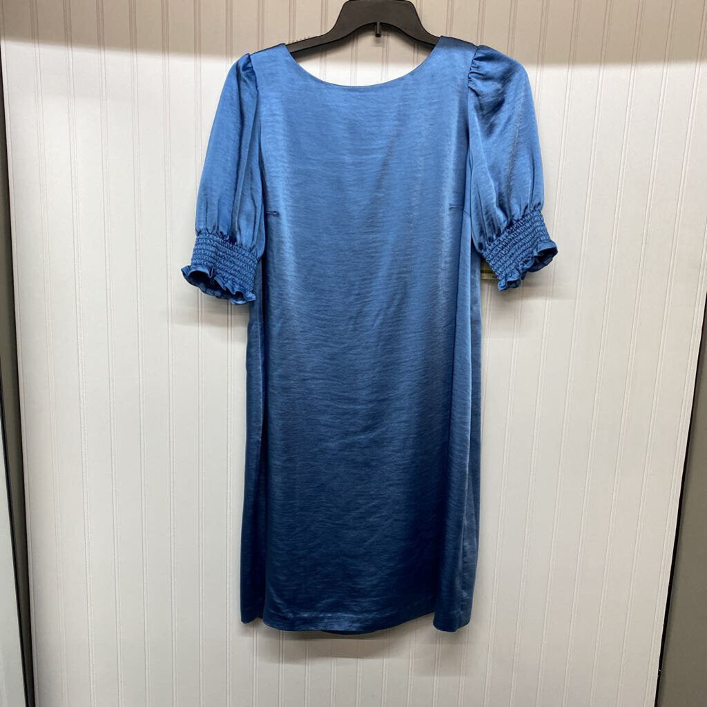 *SHORT SLEEVE SATIN BLUE SHORT DRESS