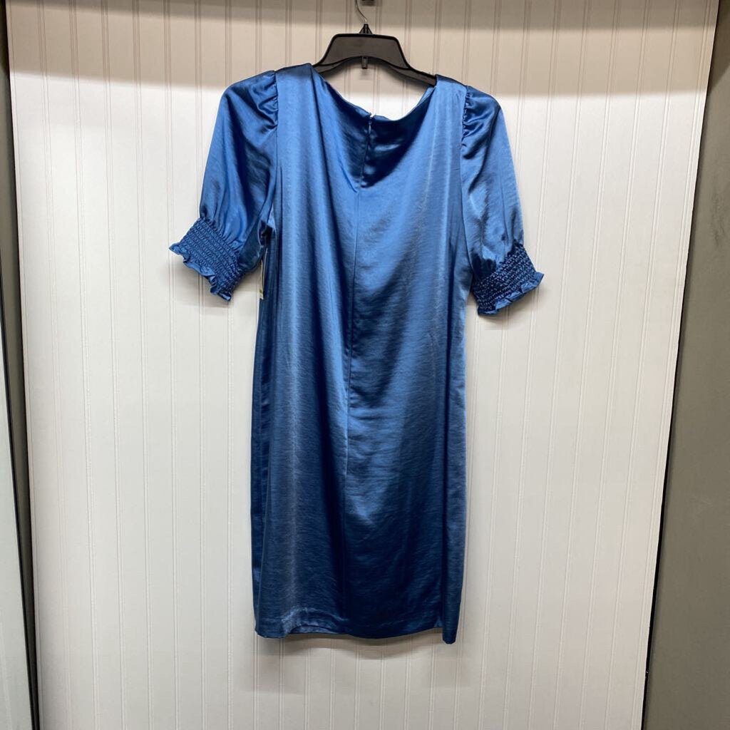 *SHORT SLEEVE SATIN BLUE SHORT DRESS