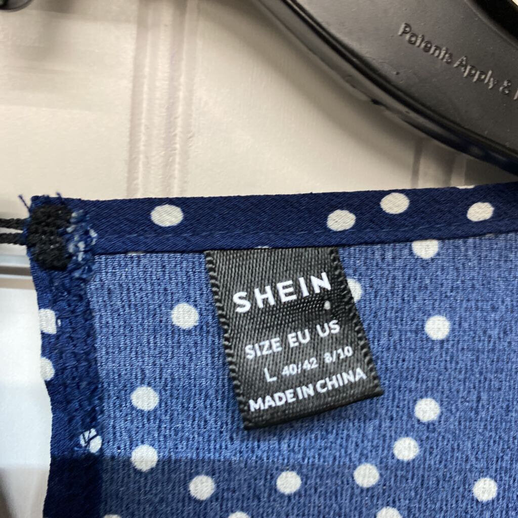 *LONG POLKA DOT NAVY