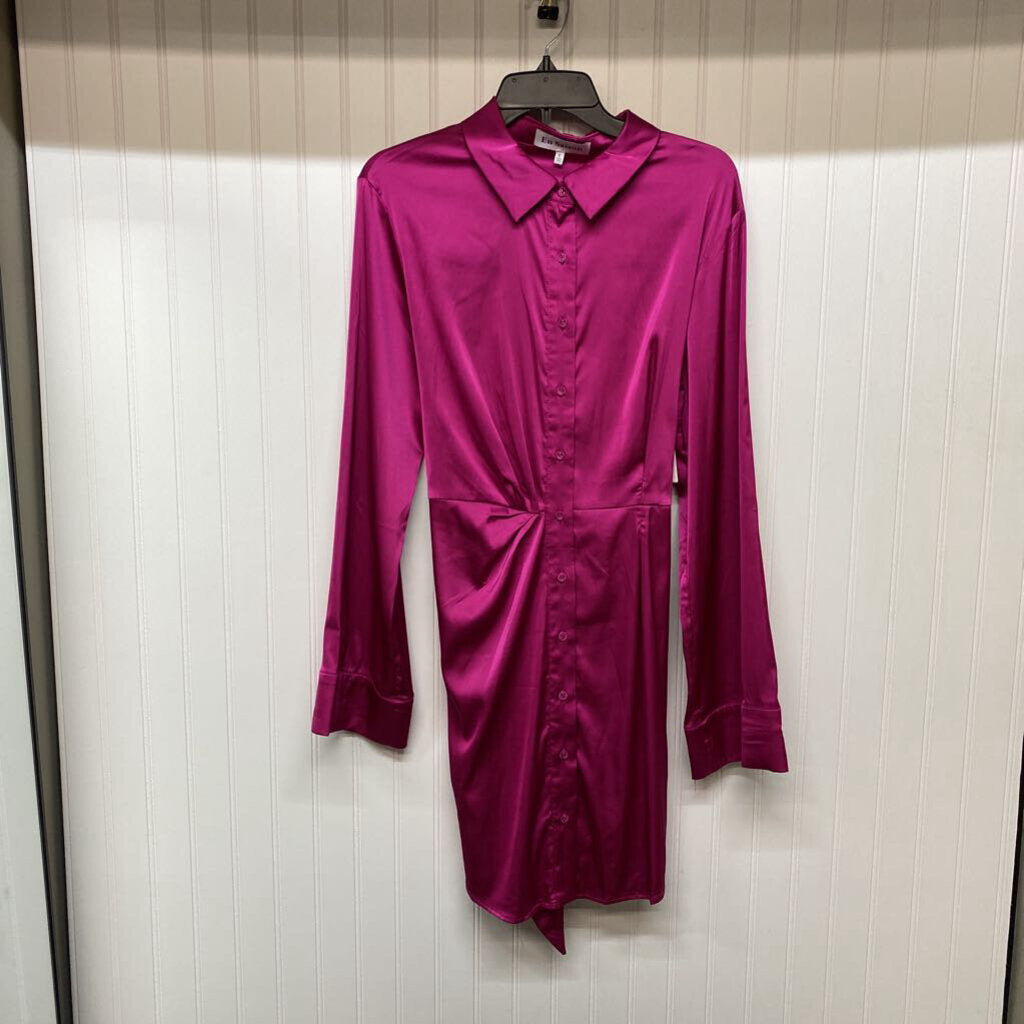 *SHORT DRESS BUTTON UP LONG SLEEVE SATIN