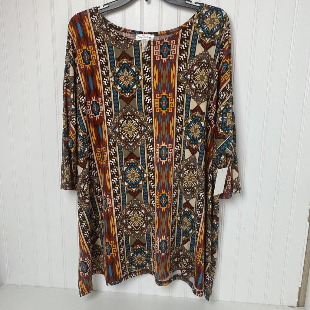 SHORT SLEEVE PRINTED KNIT TOP