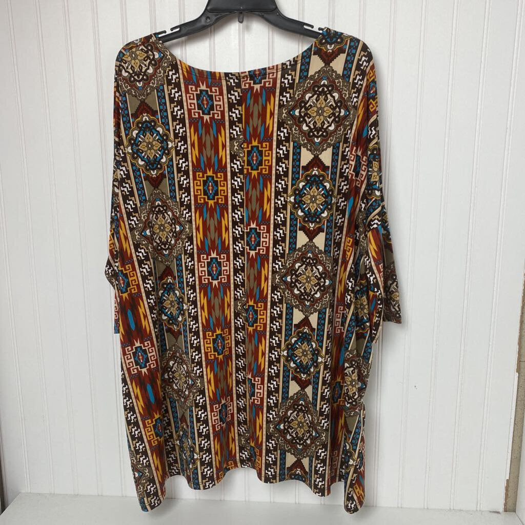 SHORT SLEEVE PRINTED KNIT TOP