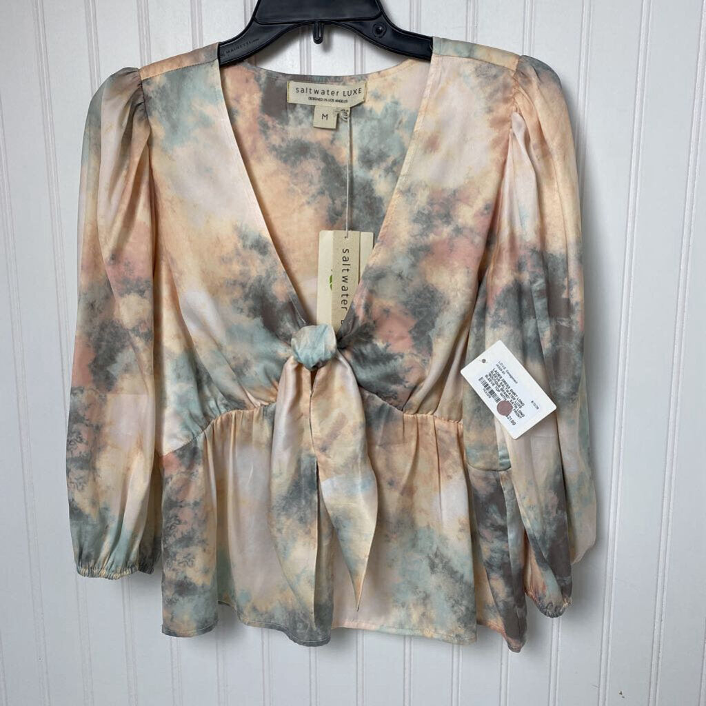*BOUTIQUE BRAND* SATIN LONG SLEEVE TOP WITH TIE IN FRONT