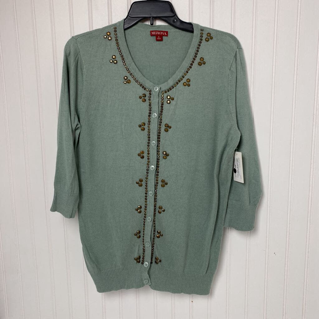 EMBELLISHED BUTTON UP CARDIGAN