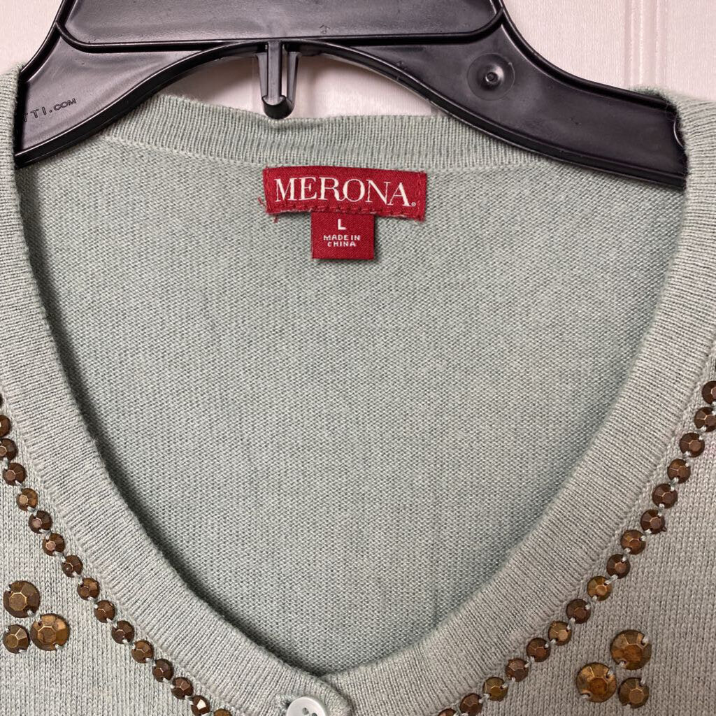 EMBELLISHED BUTTON UP CARDIGAN