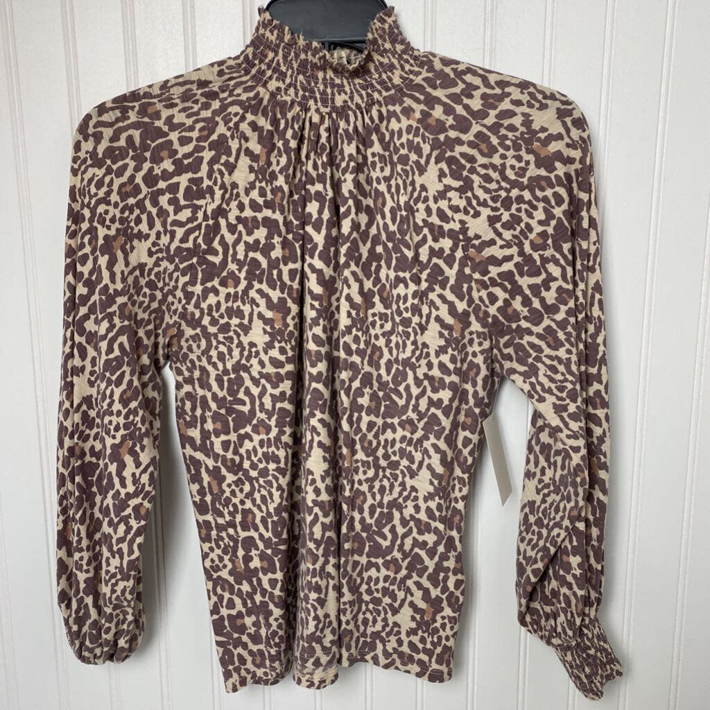* BOUTIQUE BRAND*MOCK ELASTIC NECK WITH L/S ANIMAL PRINT