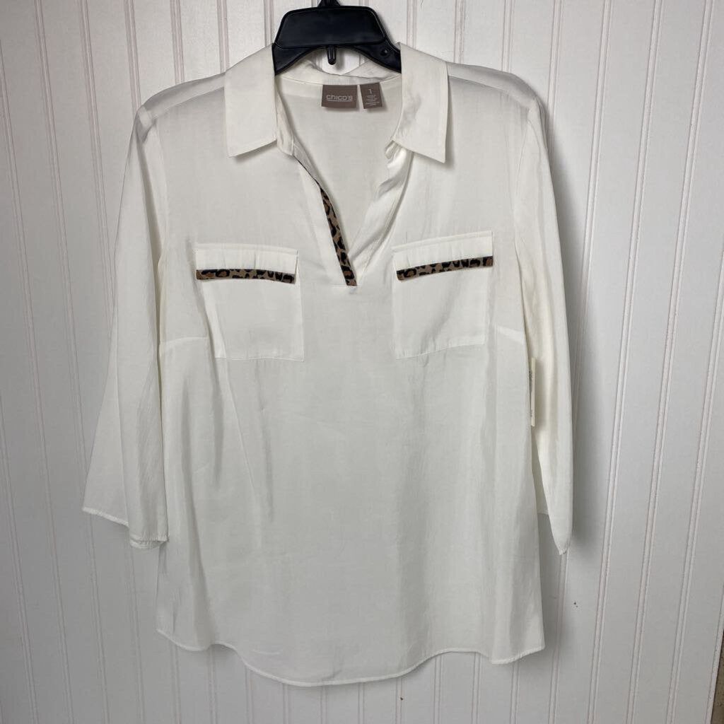 CHICOS 3/4 SLEEVE TOP BUTTON UP