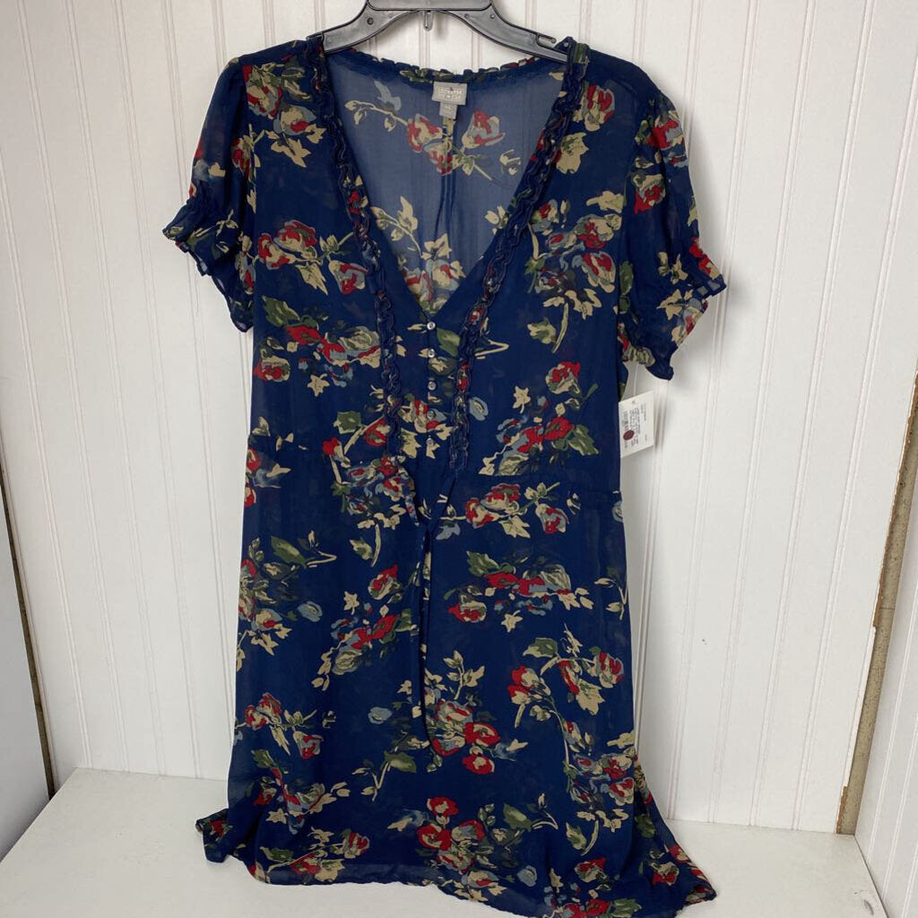 S/S DEEP VNECK WITH TIE WAIST FLORAL PATTERN