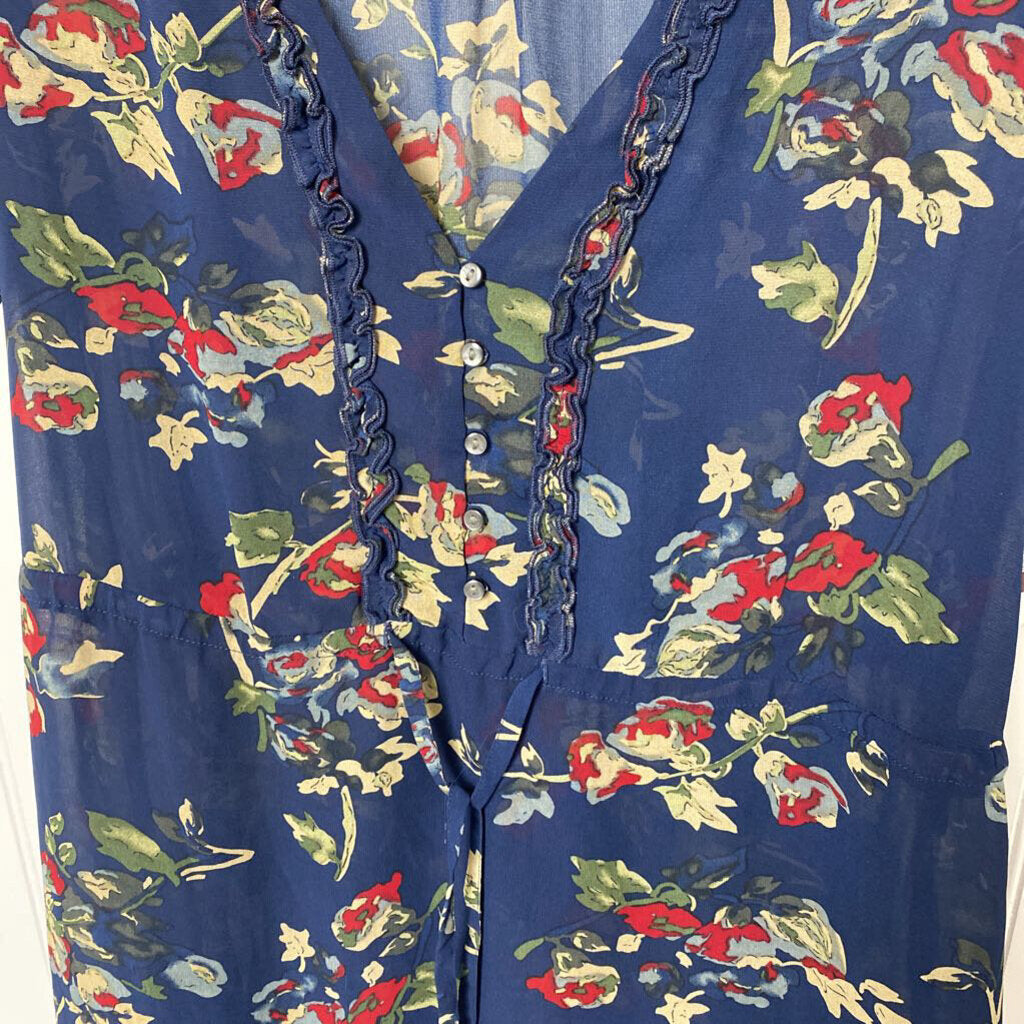 S/S DEEP VNECK WITH TIE WAIST FLORAL PATTERN