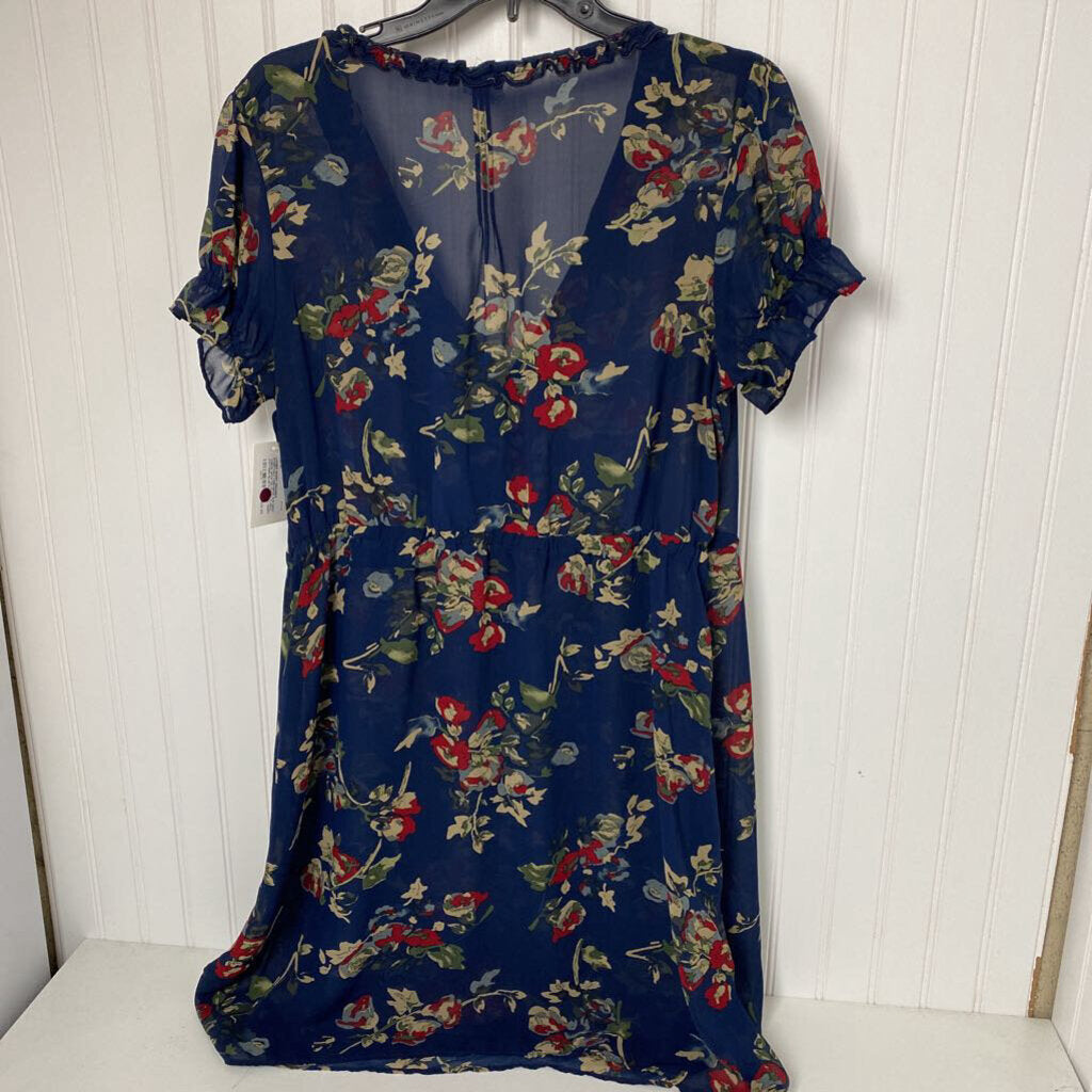 S/S DEEP VNECK WITH TIE WAIST FLORAL PATTERN