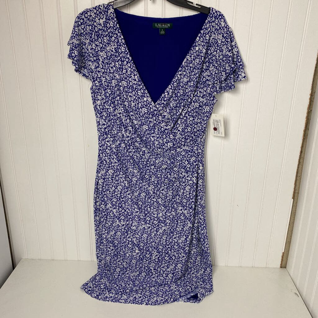 S/S MID LENGTH WRAP DRESS WITH FLORAL PATTERN