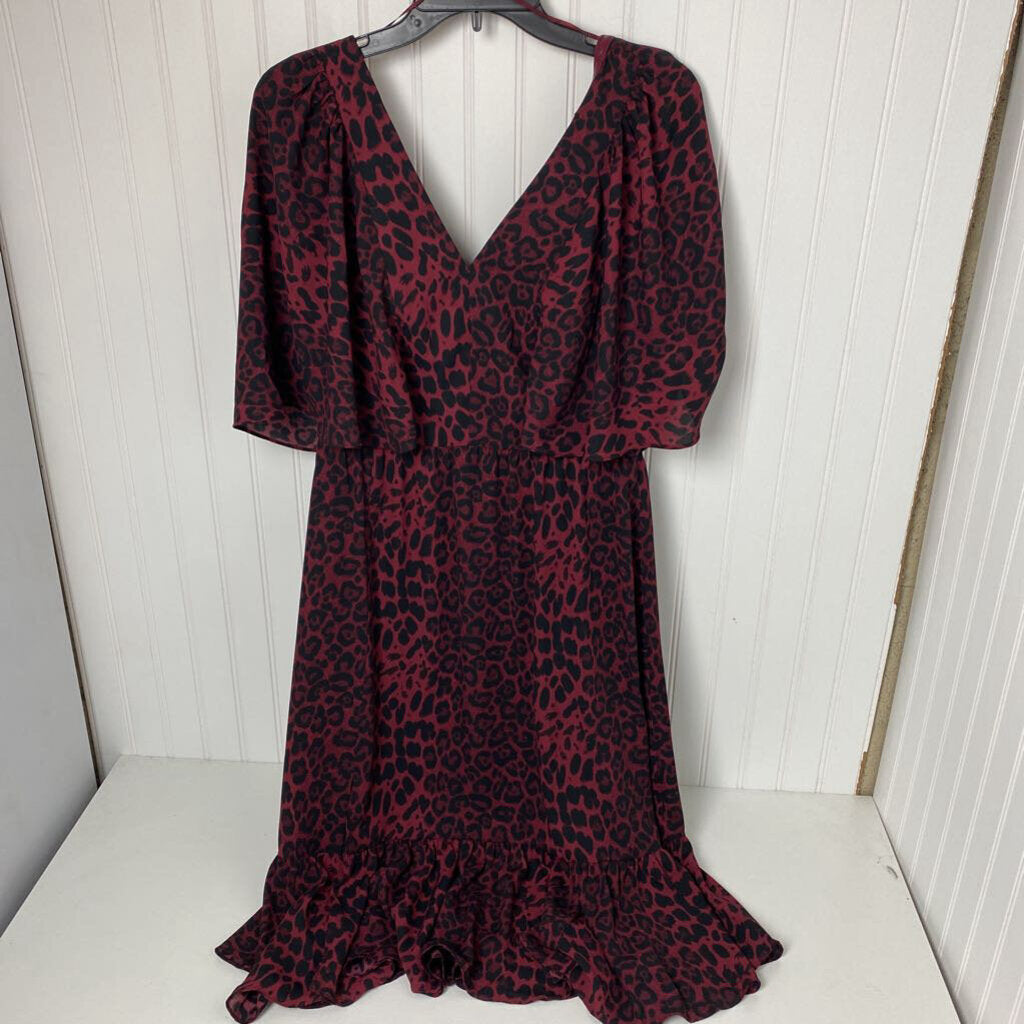 *HIGH END BRAND* DEEP VENCK S/S LOW BACK MAROON ANIMAL PRINT