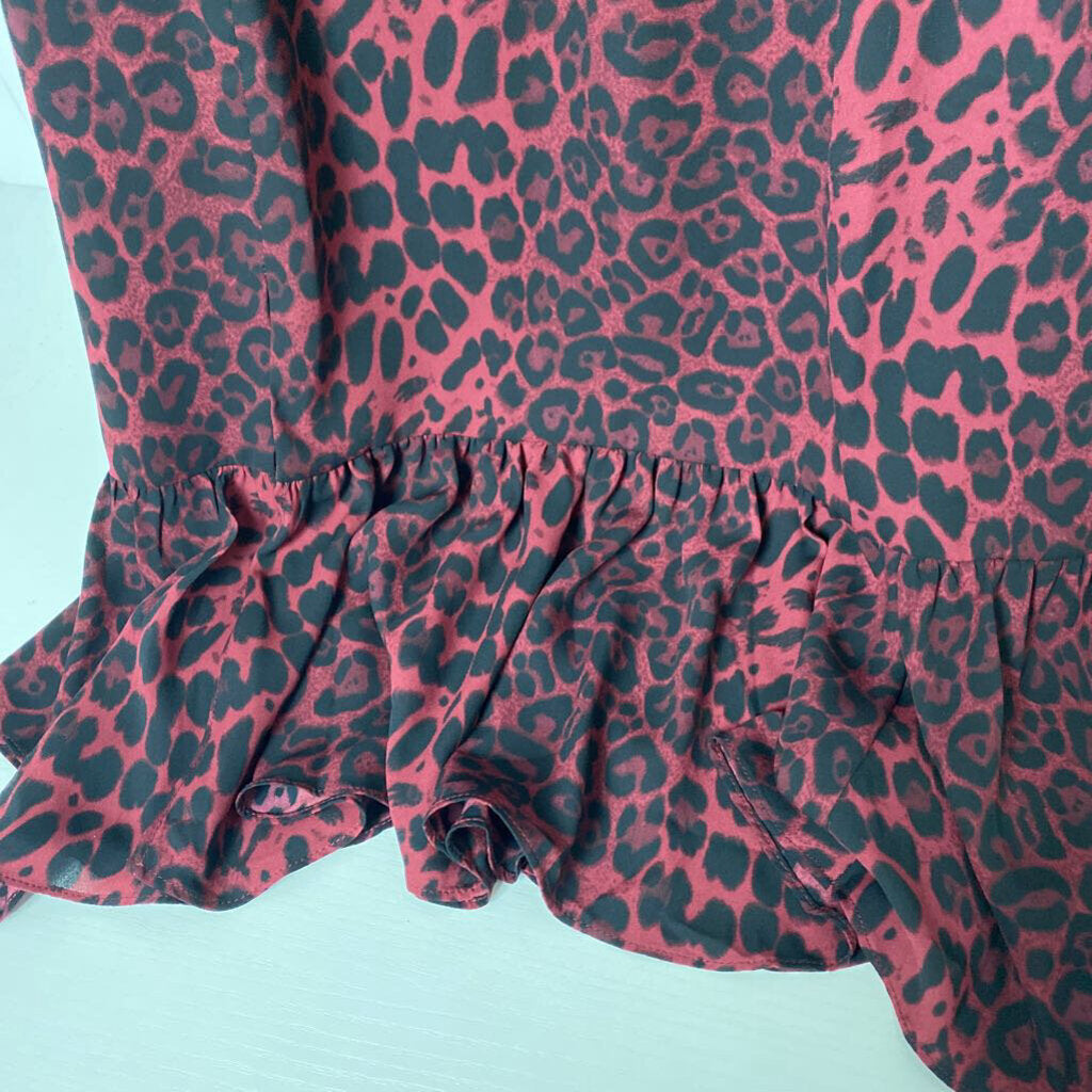 *HIGH END BRAND* DEEP VENCK S/S LOW BACK MAROON ANIMAL PRINT