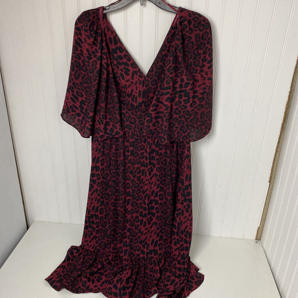 *HIGH END BRAND* DEEP VENCK S/S LOW BACK MAROON ANIMAL PRINT