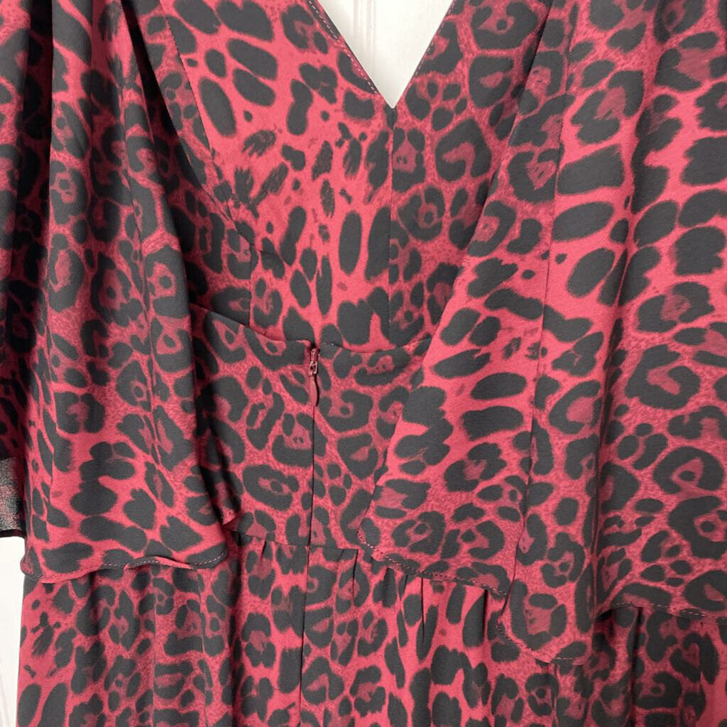 *HIGH END BRAND* DEEP VENCK S/S LOW BACK MAROON ANIMAL PRINT