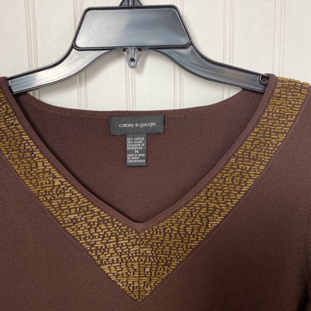 LONG SLEEVE TOP WITH EMBELLISHED NECK